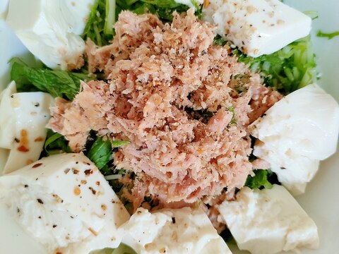 大根・水菜・ツナ・豆腐のサラダ